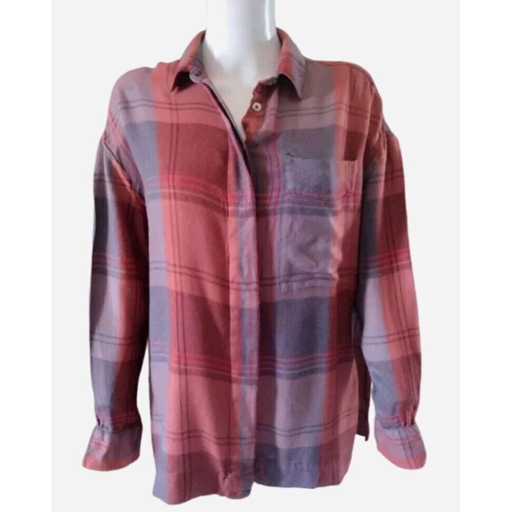 BDG Button Up Shirt Women Small Multicolor Plaid Check Fleece Western Bohemian